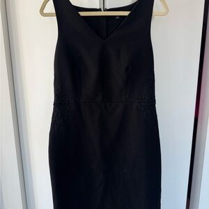 Ann Taylor Black Sheath Dress with Lace Detail